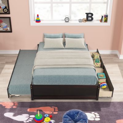 Streamdale Full Bed With Twin Size Trundle And Two Drawers