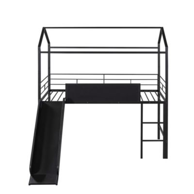 Streamdale Twin Loft Metal Bed with Slide and Writable Board
