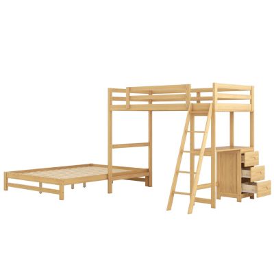 Streamdale Twin Over Full Bunk Bed With Built-In Desk And Three Drawers