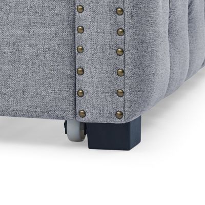 1 Pc Fabric Upholstered Daybed Twin Trundle Tufted Design Bedroom Furniture