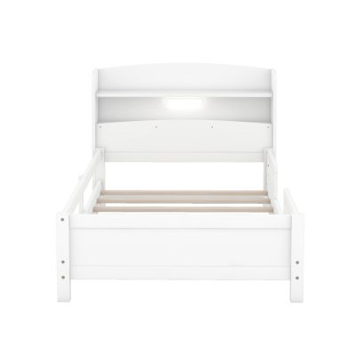 Streamdale Twin Platform Bed with Headboard Storage and LED Lights