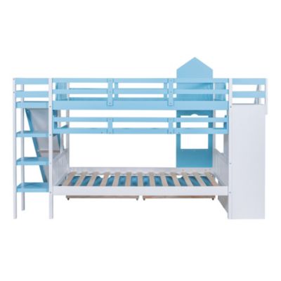 Castle Bunk Bed with Drawers, Shelves & Slide