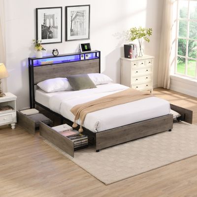 Streamdale Queen bed frame with charging headboard