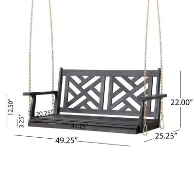 Streamdale Acacia Wood Porch Swing with Classic Slatted Seating