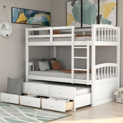Twin Bunk Bed with Trundle and Drawers