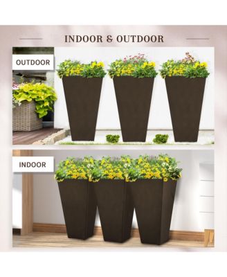 Tall Square Planter with Drainage Holes, Indoor and Outdoor