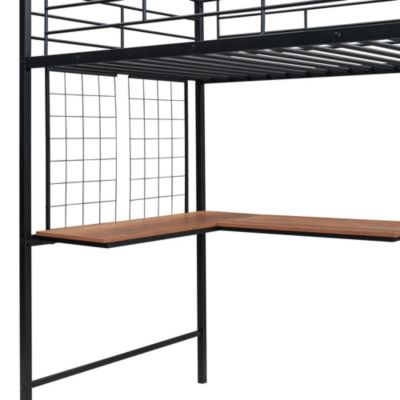 Streamdale Metal Loft Bed with Desk, Storage Ladder & Wardrobe