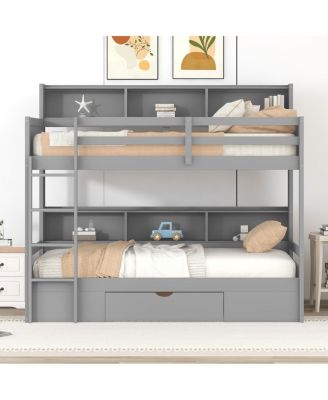 Streamdale Twin Bunk Bed with Shelves and Drawer