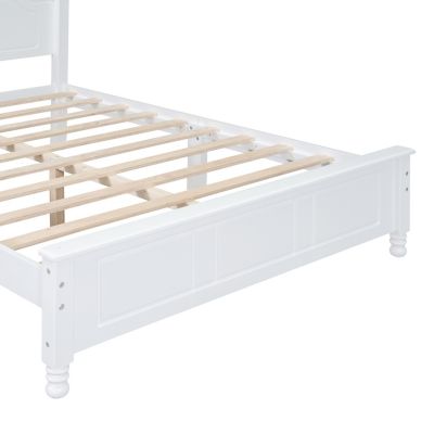 Streamdale White Retro Platform Bed with Wood Slats