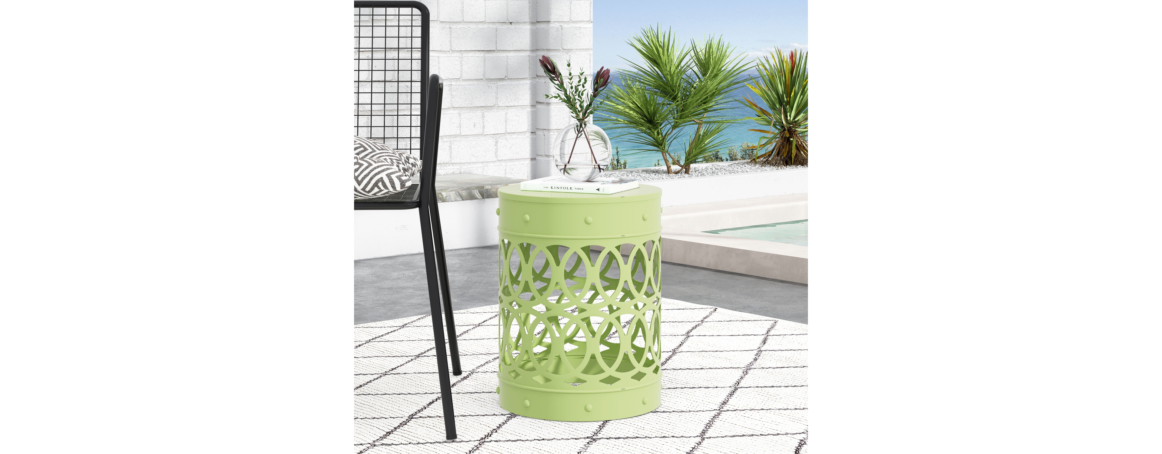 Streamdale Modern Geometric Iron Cut Side Table Chic, Durable, Assembly-Free