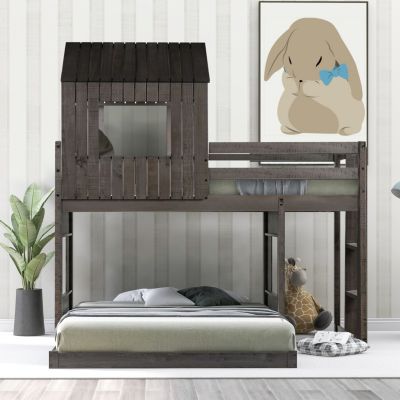 Streamdale Twin Over Full Playhouse Loft Bunk Bed