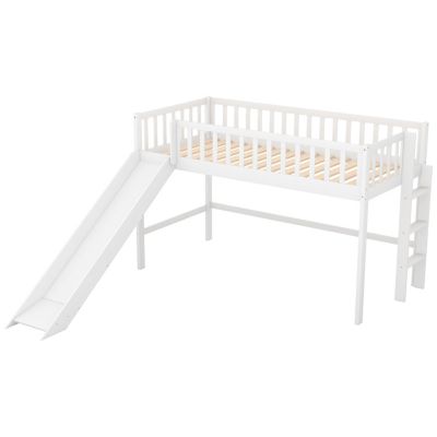 Streamdale Twin Size Low Loft Bed With Ladder And Slide