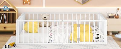 Streamdale Queen Size Metal Floor Bed Frame With Fence And Door