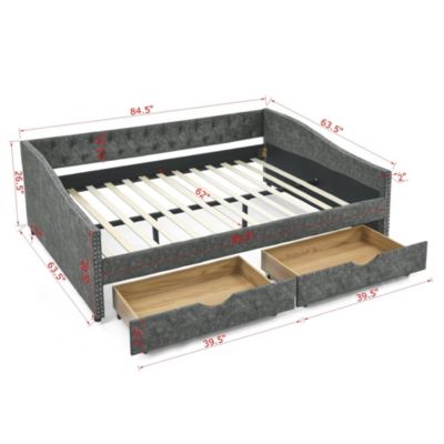 Streamdale Queen Tufted Daybed with Drawers and Copper Accents