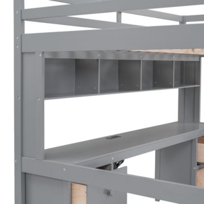 Loft Bed with Desk, and Charging Station