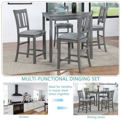 Elegant 5-Piece Solid Wood Counter Height Dining Table and Chair Set