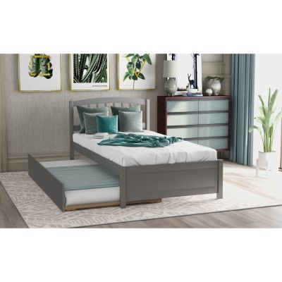 Streamdale Twin Size Platform Bed Wood Bed Frame With Trundle