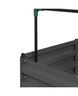 Galvanized Steel 24" x 24" Raised Garden Planter with Tomato Trellis and Bottomless Design