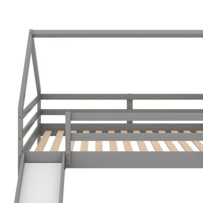 Streamdale Twin Size Bunk House Bed With Slide And Ladder