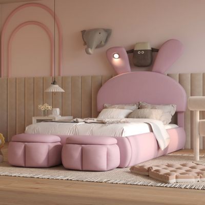 Streamdale Kids Twin Bed with Cartoon Headboard & Light
