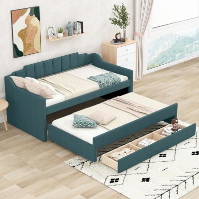 Twin Size Upholstered Daybed with Trundle and Three Drawers &acirc;€“ Daybed