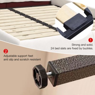 Streamdale Cream Velvet King Platform Bedwagon