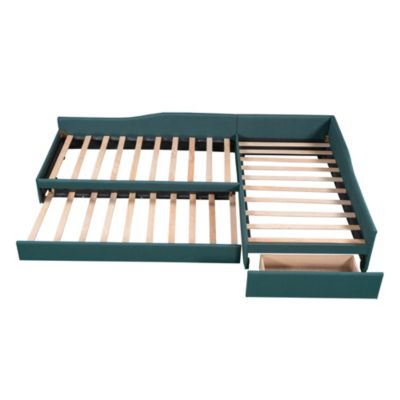 Twin Size Upholstered  Daybed With Trundle And Drawer