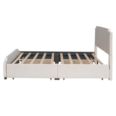 Streamdale Upholstered Platform Bed with Studded Headboard and Drawers