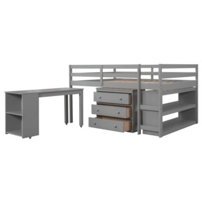 Streamdale Multifunctional Loft Bed with Desk, Storage, and Shelves