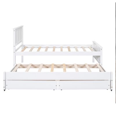 Twin Size Platform Bed With Trundle And Drawers