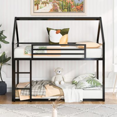 Streamdale Twin Over Twin House Bunk Bed With Built-In Ladder