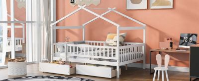 Streamdale Full Size Wooden House Bed With Two Drawers