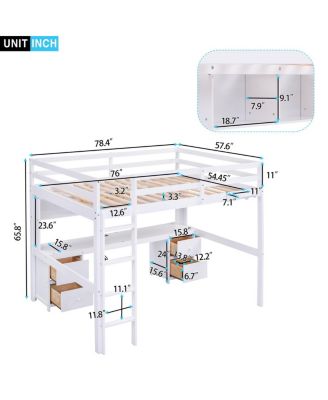 Loft Bed with Desk, and Charging Station