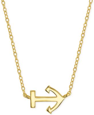 Unwritten - Sideways Anchor Pendant Necklace in 14k Gold-Plated Sterling Silver