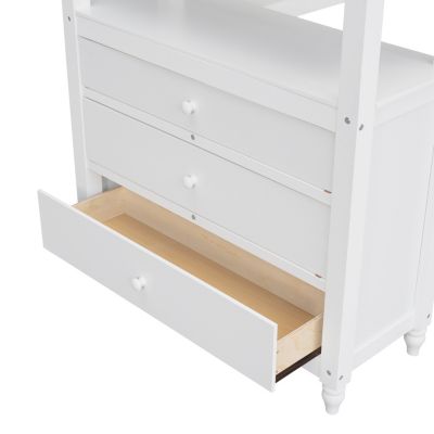 Streamdale Espresso Twin Loft Bed with Desk and Drawers