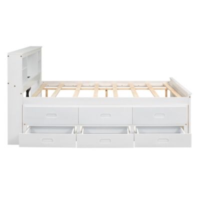 Twin Platform Bed with Storage, USB, Trundle, and Drawers