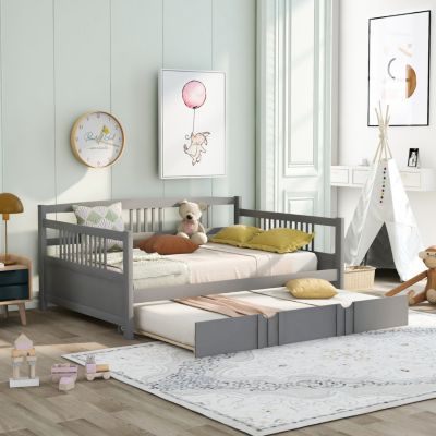 Streamdale Full Size Daybed Wood Bed With Twin Size Trundle