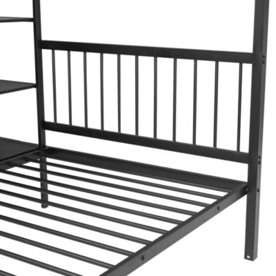 Streamdale Full Over Twin Metal Bunk Bed With Built-In Desk, Shelves And Ladder