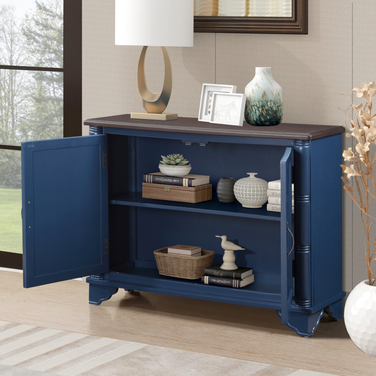 Versatile Retro Console Table with Four Color Options