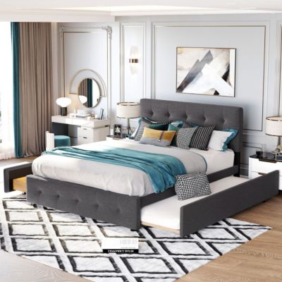 Streamdale Queen Upholstered Bed with 2 Drawers and Twin XL Trundle