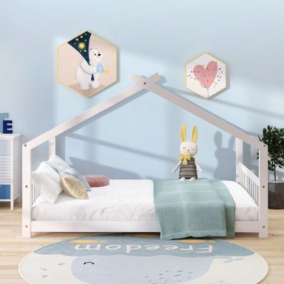  Full Size House Bed Wood Bed, White