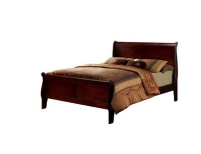 Queen Size Bed Cherry Louis Philippe Solid Wood 1 Piece Bed Bedroom Sleigh Bed Bedroom Furniture