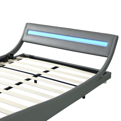 LED-lit Faux Leather Queen Bed Frame