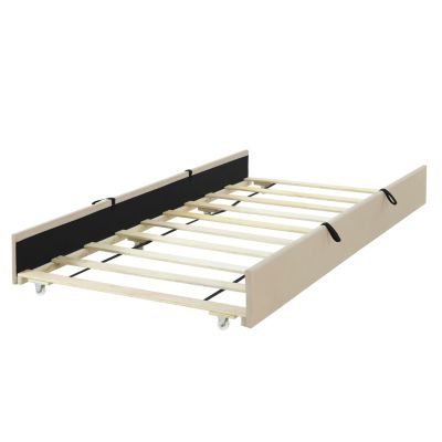 Twin Size Velvet Upholstered Platform Bed With Twin Size Trundle