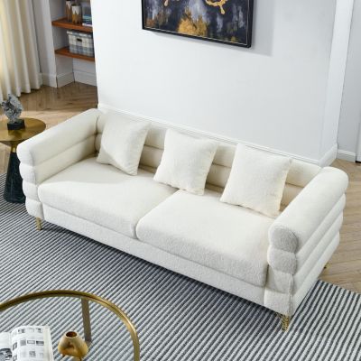 Streamdale 3 Seater + 3 Seater Combination Sofa.White Teddy(Ivory)