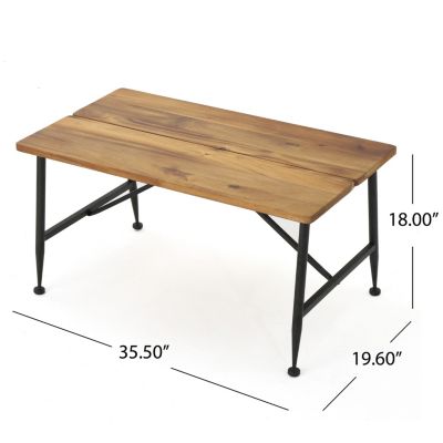 Streamdale Acacia Wood Patio Coffee Table with Iron Frame