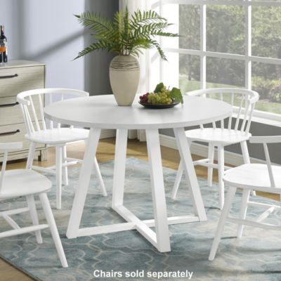 Edo Contemporary Round Dining Table, Trestle Base
