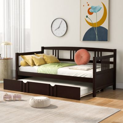 Streamdale Twin Size Daybed Wood Bed With Twin Size Trundle