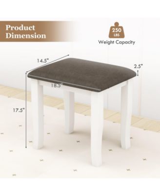 Faux Leather Vanity Stool Chair Set of 2 for Makeup Room and Living Room-Grey and White