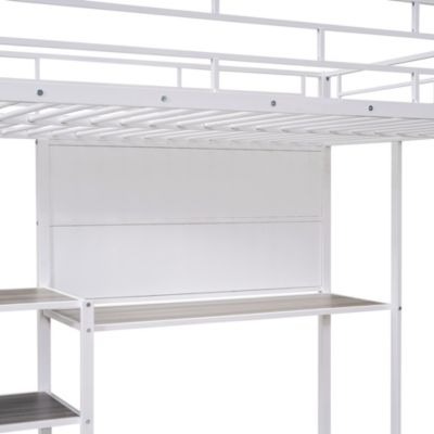Streamdale Metal Loft Bed with Desk, Shelves & Ladder